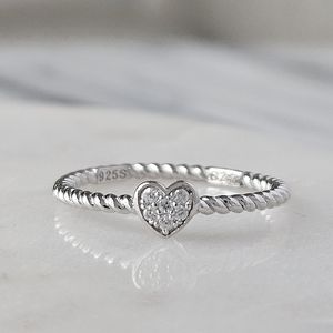 Dainty Heart Ring, solid 925 Sterling Silver